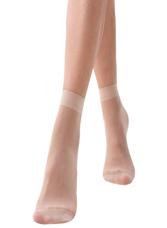 FeinYee 9(in Gift Box) Pairs Ankle Sheer Socks for Women,Premium 20Dnner pop socks in Black & Nude One Size(6B+N) - Image 4